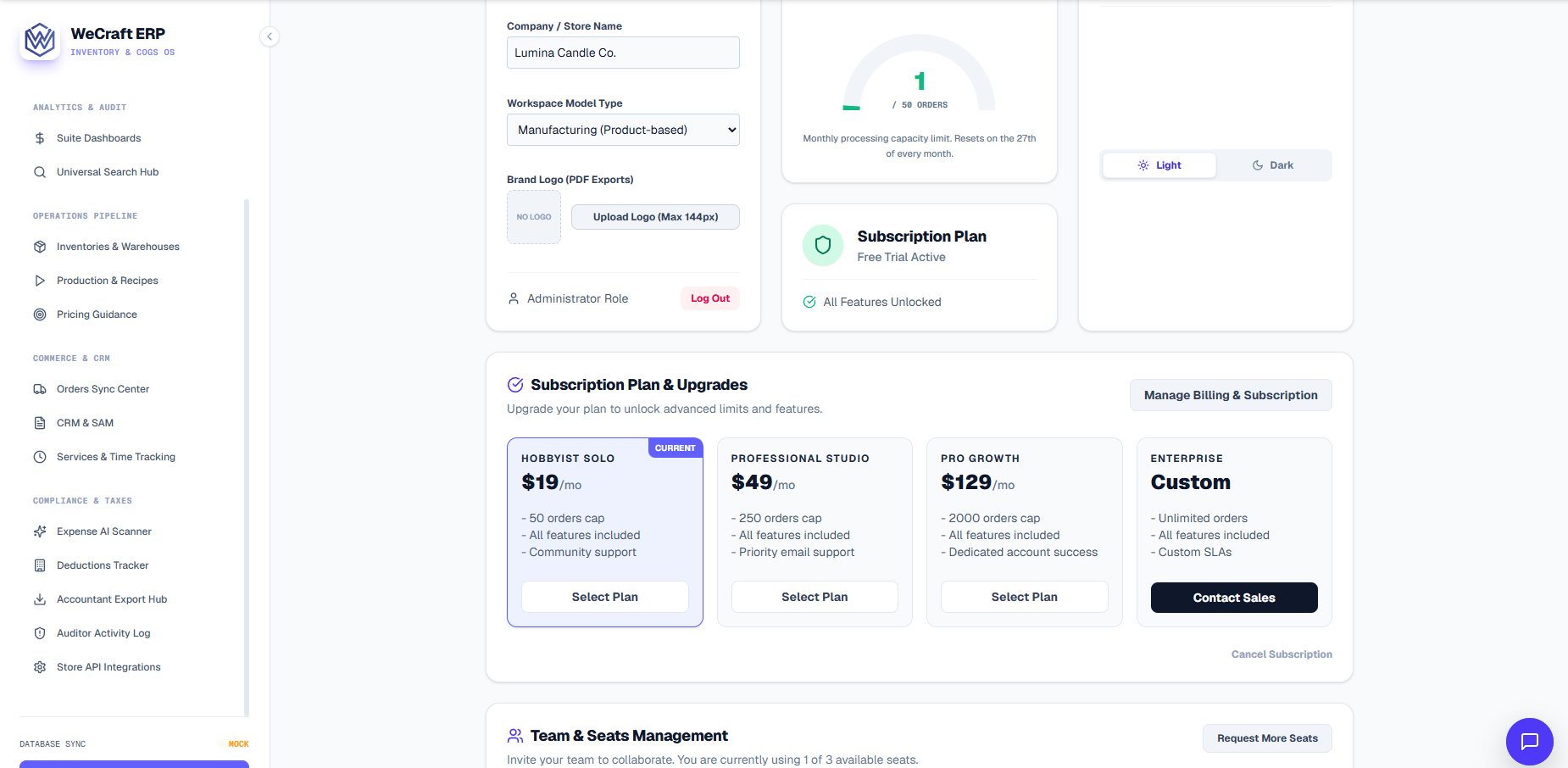Billing and Subscriptions UI