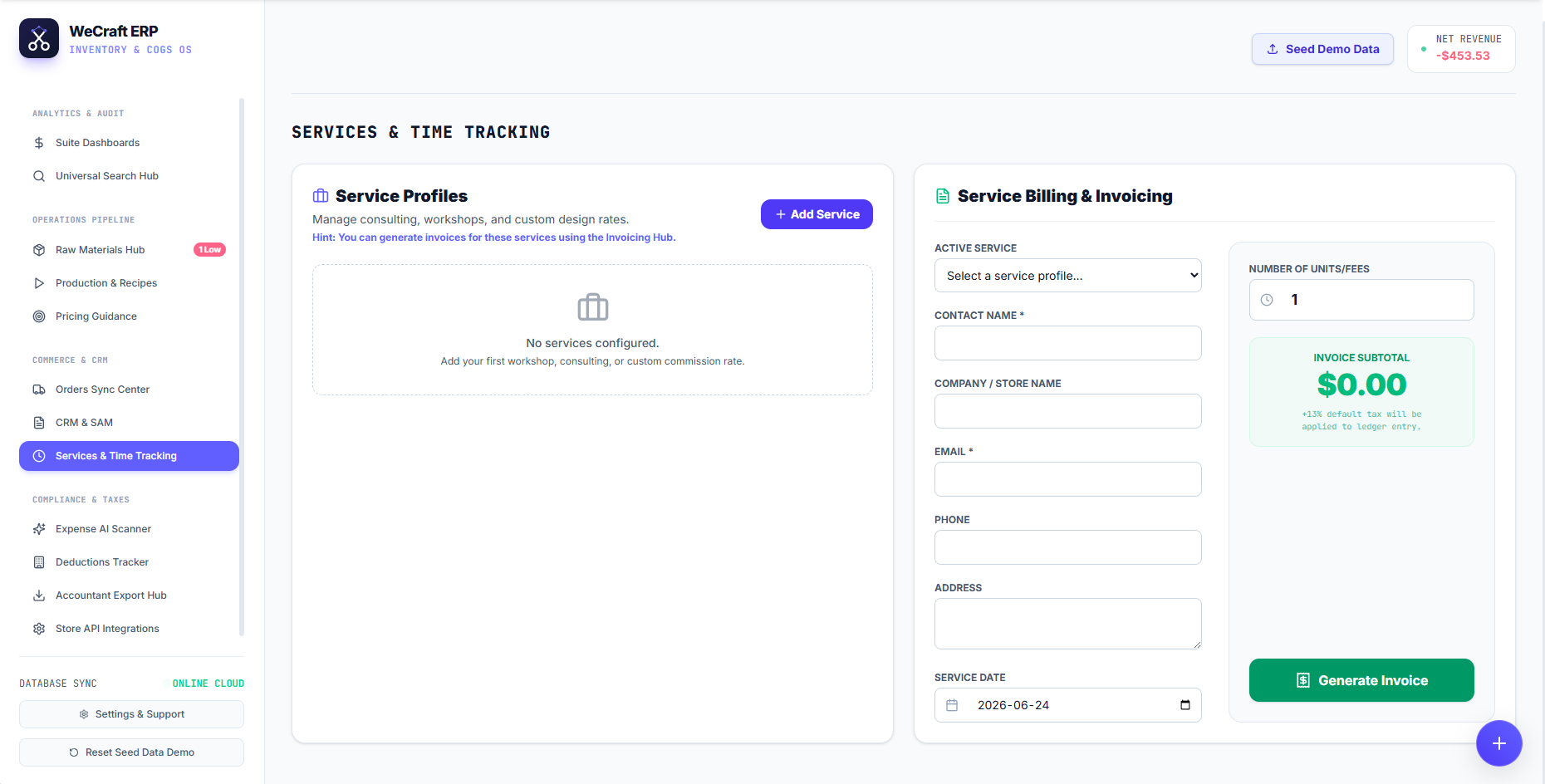 Services & Time Tracking